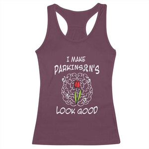Parkinson's Warrior Racerback Tank Top I Make Parkinsons Look Good Tulip TS02 Maroon Print Your Wear