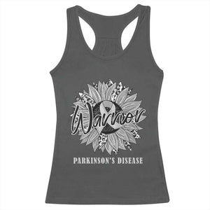 Parkinson's Warrior Racerback Tank Top Silver Ribbon Sunflower Support Awareness TS02 Dark Heather Print Your Wear
