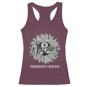 Parkinson's Warrior Racerback Tank Top Silver Ribbon Sunflower Support Awareness TS02 Maroon Print Your Wear