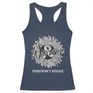 Parkinson's Warrior Racerback Tank Top Silver Ribbon Sunflower Support Awareness TS02 Navy Print Your Wear
