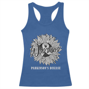 Parkinson's Warrior Racerback Tank Top Silver Ribbon Sunflower Support Awareness TS02 Royal Blue Print Your Wear