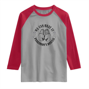 Parkinson's Warrior Raglan Shirt We Can Beat It Boxing Fight Against Parkinsons TS02 Sport Gray Red Print Your Wear