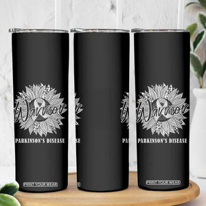 Parkinson's Warrior Skinny Tumbler Silver Ribbon Sunflower Support Awareness TS02 Print Your Wear