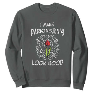 Parkinson's Warrior Sweatshirt I Make Parkinsons Look Good Tulip TS02 Dark Heather Print Your Wear