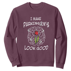 Parkinson's Warrior Sweatshirt I Make Parkinsons Look Good Tulip TS02 Maroon Print Your Wear
