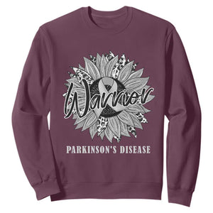 Parkinson's Warrior Sweatshirt Silver Ribbon Sunflower Support Awareness TS02 Maroon Print Your Wear