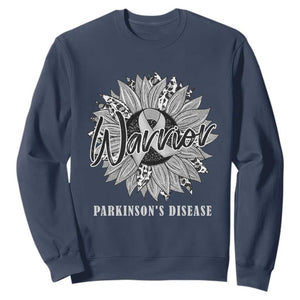 Parkinson's Warrior Sweatshirt Silver Ribbon Sunflower Support Awareness TS02 Navy Print Your Wear