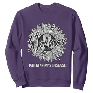Parkinson's Warrior Sweatshirt Silver Ribbon Sunflower Support Awareness TS02 Purple Print Your Wear