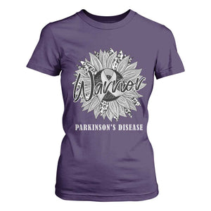 Parkinson's Warrior T Shirt For Women Silver Ribbon Sunflower Support Awareness TS02 Purple Print Your Wear