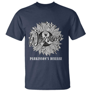 Parkinson's Warrior T Shirt Silver Ribbon Sunflower Support Awareness TS02 Navy Print Your Wear