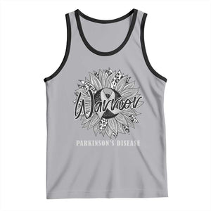 Parkinson's Warrior Tank Top Silver Ribbon Sunflower Support Awareness TS02 Athletic Heather Black Print Your Wear