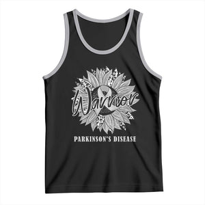 Parkinson's Warrior Tank Top Silver Ribbon Sunflower Support Awareness TS02 Black Athletic Heather Print Your Wear