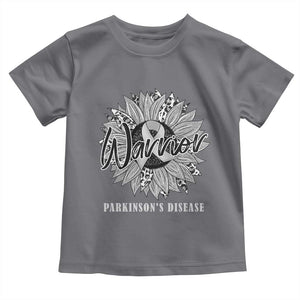 Parkinson's Warrior Toddler T Shirt Silver Ribbon Sunflower Support Awareness TS02 Charcoal Print Your Wear