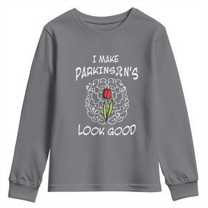 Parkinson's Warrior Youth Sweatshirt I Make Parkinsons Look Good Tulip TS02 Charcoal Print Your Wear