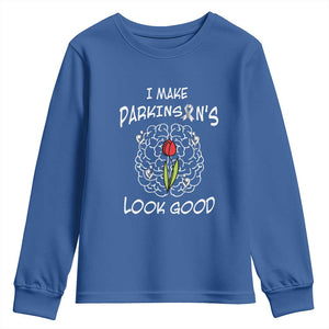Parkinson's Warrior Youth Sweatshirt I Make Parkinsons Look Good Tulip TS02 Royal Blue Print Your Wear