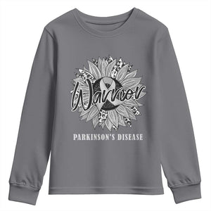 Parkinson's Warrior Youth Sweatshirt Silver Ribbon Sunflower Support Awareness TS02 Charcoal Print Your Wear