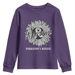 Parkinson's Warrior Youth Sweatshirt Silver Ribbon Sunflower Support Awareness TS02 Purple Print Your Wear