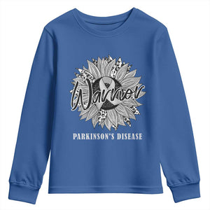 Parkinson's Warrior Youth Sweatshirt Silver Ribbon Sunflower Support Awareness TS02 Royal Blue Print Your Wear