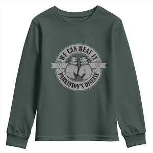 Parkinson's Warrior Youth Sweatshirt We Can Beat It Boxing Fight Against Parkinsons TS02 Dark Forest Green Print Your Wear