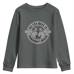 Parkinson's Warrior Youth Sweatshirt We Can Beat It Boxing Fight Against Parkinsons TS02 Dark Heather Print Your Wear