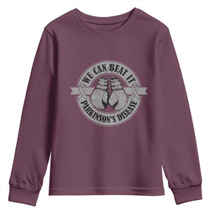 Parkinson's Warrior Youth Sweatshirt We Can Beat It Boxing Fight Against Parkinsons TS02 Maroon Print Your Wear