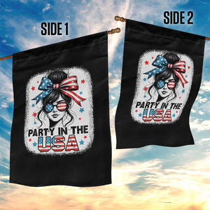 Party In USA Girls 4th of July Garden Flag Messy Bun USA TS10 Print Your Wear