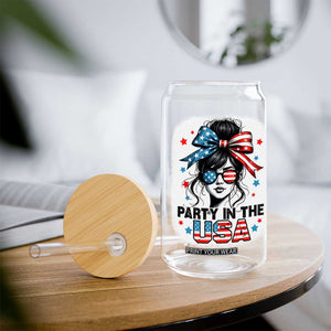 Party In USA Girls 4th of July Glass Can Messy Bun USA TS10 Print Your Wear