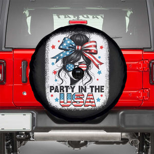Party In USA Girls 4th of July Spare Tire Cover Messy Bun USA TS10 Black Print Your Wear