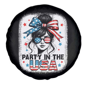 Party In USA Girls 4th of July Spare Tire Cover Messy Bun USA TS10 Print Your Wear