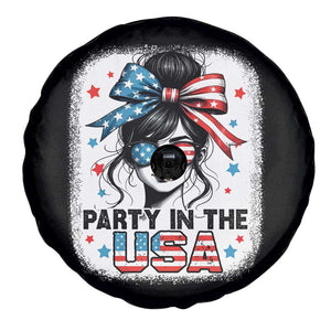 Party In USA Girls 4th of July Spare Tire Cover Messy Bun USA TS10 Print Your Wear