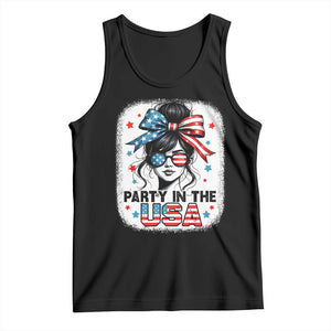 Party In USA Girls 4th of July Tank Top Messy Bun USA TS10 Black Print Your Wear