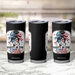 Party In USA Girls 4th of July Tumbler Cup Messy Bun USA TS10 Print Your Wear