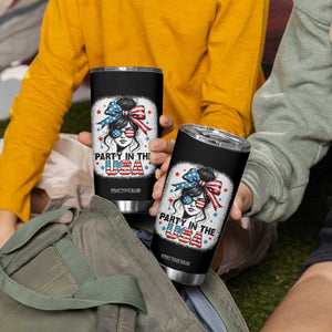 Party In USA Girls 4th of July Tumbler Cup Messy Bun USA TS10 Print Your Wear