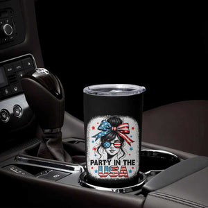 Party In USA Girls 4th of July Tumbler Cup Messy Bun USA TS10 Print Your Wear