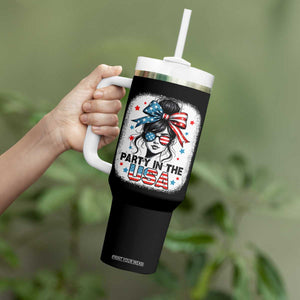 Party In USA Girls 4th of July Tumbler With Handle Messy Bun USA TS10 Print Your Wear