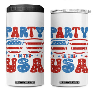 Party in The USA 4 in 1 Can Cooler Tumbler 4th of July Independence Day TS10 One Size: 16 oz White Print Your Wear