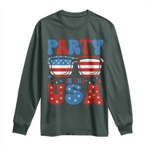 Party in The USA Long Sleeve Shirt 4th of July Independence Day TS10 Dark Forest Green Print Your Wear