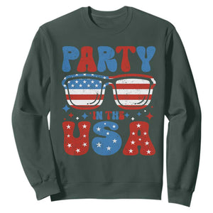 Party in The USA Sweatshirt 4th of July Independence Day TS10 Dark Forest Green Print Your Wear