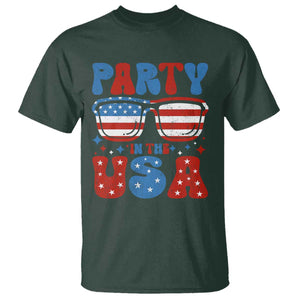Party in The USA T Shirt 4th of July Independence Day TS10 Dark Forest Green Print Your Wear