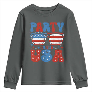 Party in The USA Youth Sweatshirt 4th of July Independence Day TS10 Dark Heather Print Your Wear