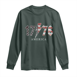 Patriotic 4th Of July 1776 America Classic Rock Long Sleeve Shirt Vintage American Flag TS11 Dark Forest Green Print Your Wear