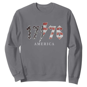 Patriotic 4th Of July 1776 America Classic Rock Sweatshirt Vintage American Flag TS11 Charcoal Print Your Wear