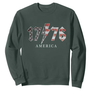 Patriotic 4th Of July 1776 America Classic Rock Sweatshirt Vintage American Flag TS11 Dark Forest Green Print Your Wear