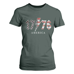 Patriotic 4th Of July 1776 America Classic Rock T Shirt For Women Vintage American Flag TS11 Dark Forest Green Print Your Wear