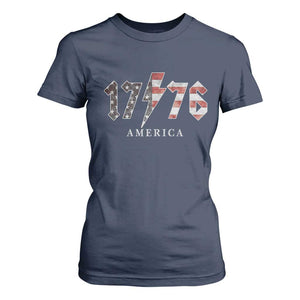 Patriotic 4th Of July 1776 America Classic Rock T Shirt For Women Vintage American Flag TS11 Navy Print Your Wear