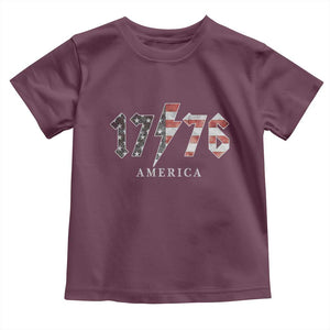 Patriotic 4th Of July 1776 America Classic Rock Toddler T Shirt Vintage American Flag TS11 Maroon Print Your Wear