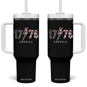 Patriotic 4th Of July 1776 America Classic Rock Tumbler With Handle Vintage American Flag TS11 One Size: 40 oz Black Print Your Wear