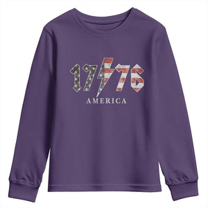 Patriotic 4th Of July 1776 America Classic Rock Youth Sweatshirt Vintage American Flag TS11 Purple Print Your Wear