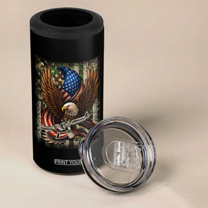 Patriotic Armed Eagle with Camo Flag 4 in 1 Can Cooler Tumbler Military Patriotic USA Defense TS02 Print Your Wear