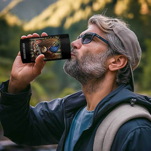 Patriotic Armed Eagle with Camo Flag 4 in 1 Can Cooler Tumbler Military Patriotic USA Defense TS02 Print Your Wear